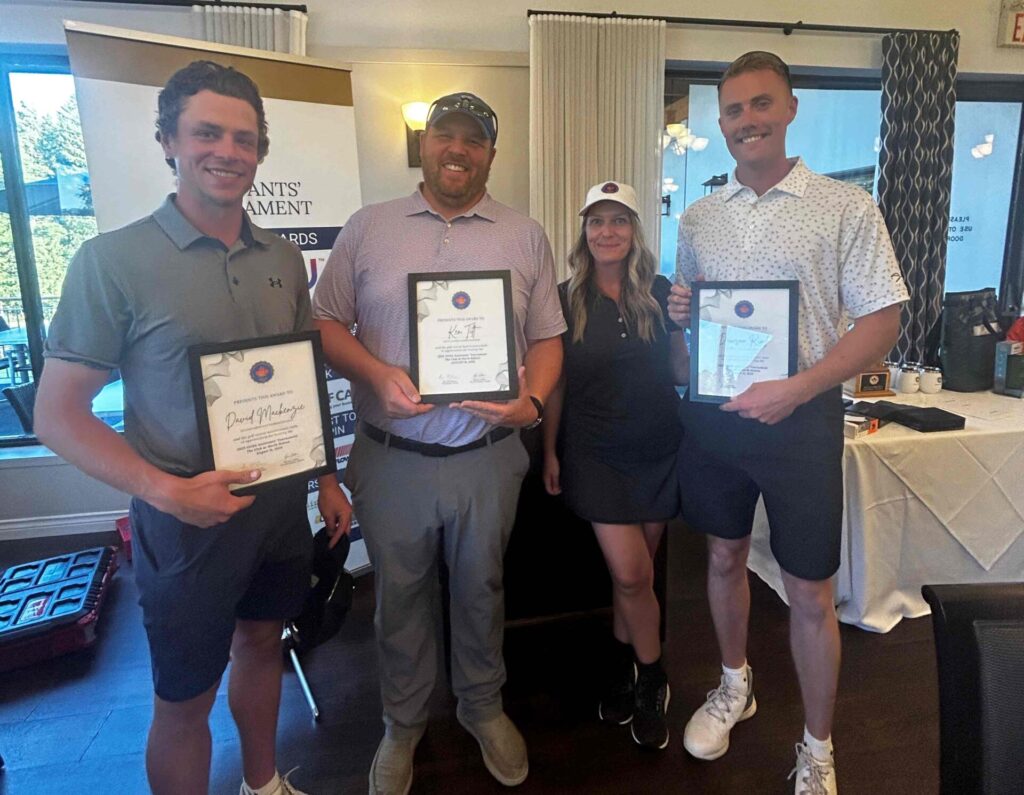 David Mackenzie (Second Assistant Superintendent, The Club at North Halton), Lori Sinuita (OGSA), Ken Tilt (Superintendent, The Club at North Halton), Dawson Riml (Assistant Superintendent, The Club at North Halton)